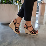 Vizzano 6283-2100 Wedge Sandal in Black Patent