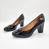 Vizzano 1259-200 Block Heel Round Toe Pump in Black Patent