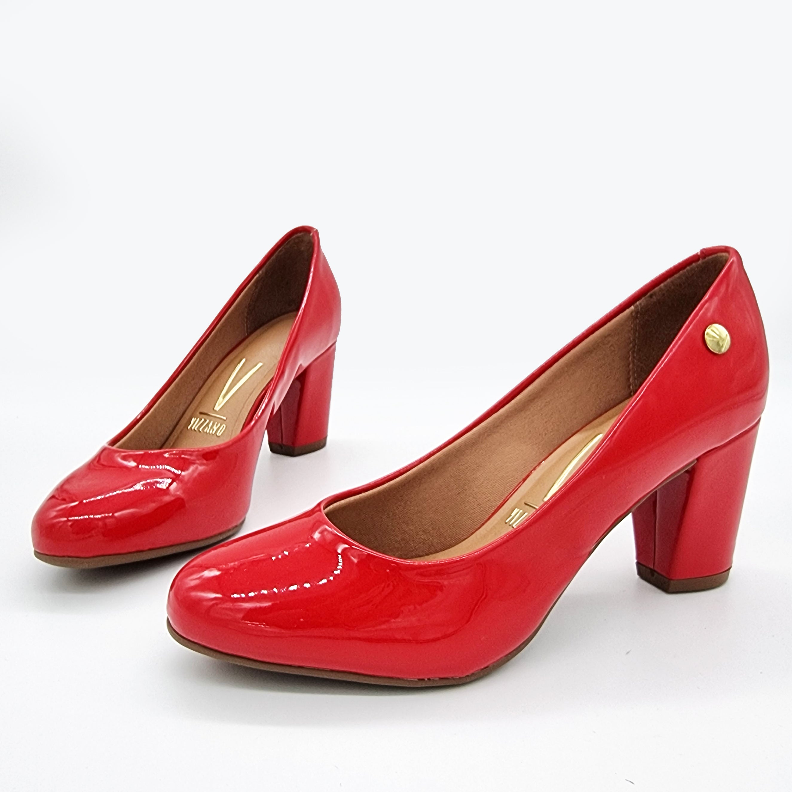 Vizzano 1259-200 Block Heel Round Toe Pump in Red Patent