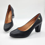 Vizzano 1259-200 Block Heel Round Toe Pump in Black Napa