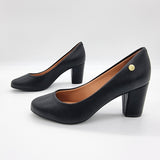 Vizzano 1259-200 Block Heel Round Toe Pump in Black Napa