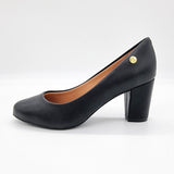 Vizzano 1259-200 Block Heel Round Toe Pump in Black Napa