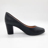 Vizzano 1259-200 Block Heel Round Toe Pump in Black Napa