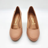 Vizzano 1259-200 Block Heel Round Toe Pump in Nude Napa