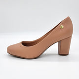 Vizzano 1259-200 Block Heel Round Toe Pump in Nude Napa