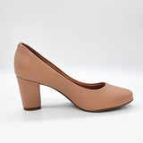 Vizzano 1259-200 Block Heel Round Toe Pump in Nude Napa