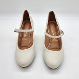 Vizzano 1259-206 Block Heel Round Toe Mary Jane Pump in Off White Napa