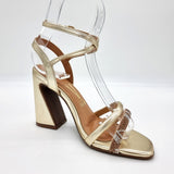 Vizzano 6403-417 Block Heel Sandal in Golden Metal