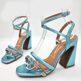 Vizzano 6403-417 Block Heel Sandal in Turquoise Metal