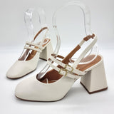 Vizzano 1391-110 Block Heel Mary Jane Slingback Pump in Off White