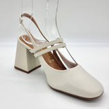 Vizzano 1391-110 Block Heel Mary Jane Slingback Pump in Off White