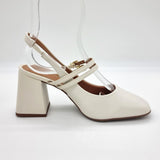 Vizzano 1391-110 Block Heel Mary Jane Slingback Pump in Off White