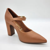 Vizzano 1285-436 Block Heel Pointy Toe Mary Jane Pump in Camel Napa