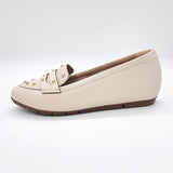 Modare 7385-104 Round Toe Flat Loafer in Cream Napa