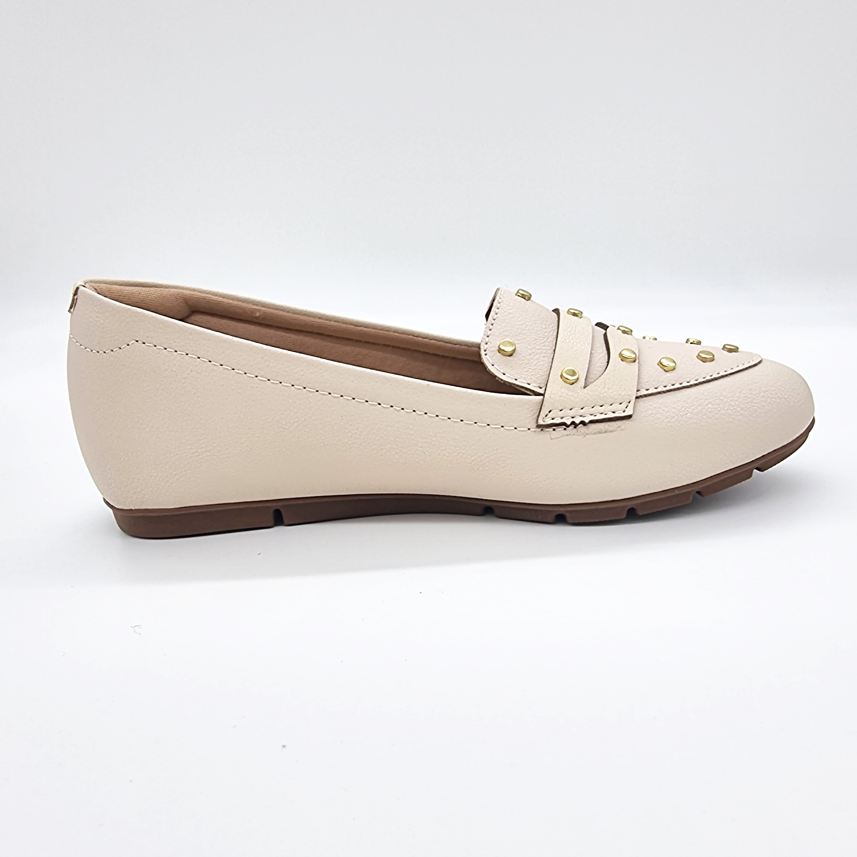 Modare 7385-104 Round Toe Flat Loafer in Cream Napa