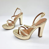 Vizzano 6292-260 High Heel Strappy Platform Sandal in Golden