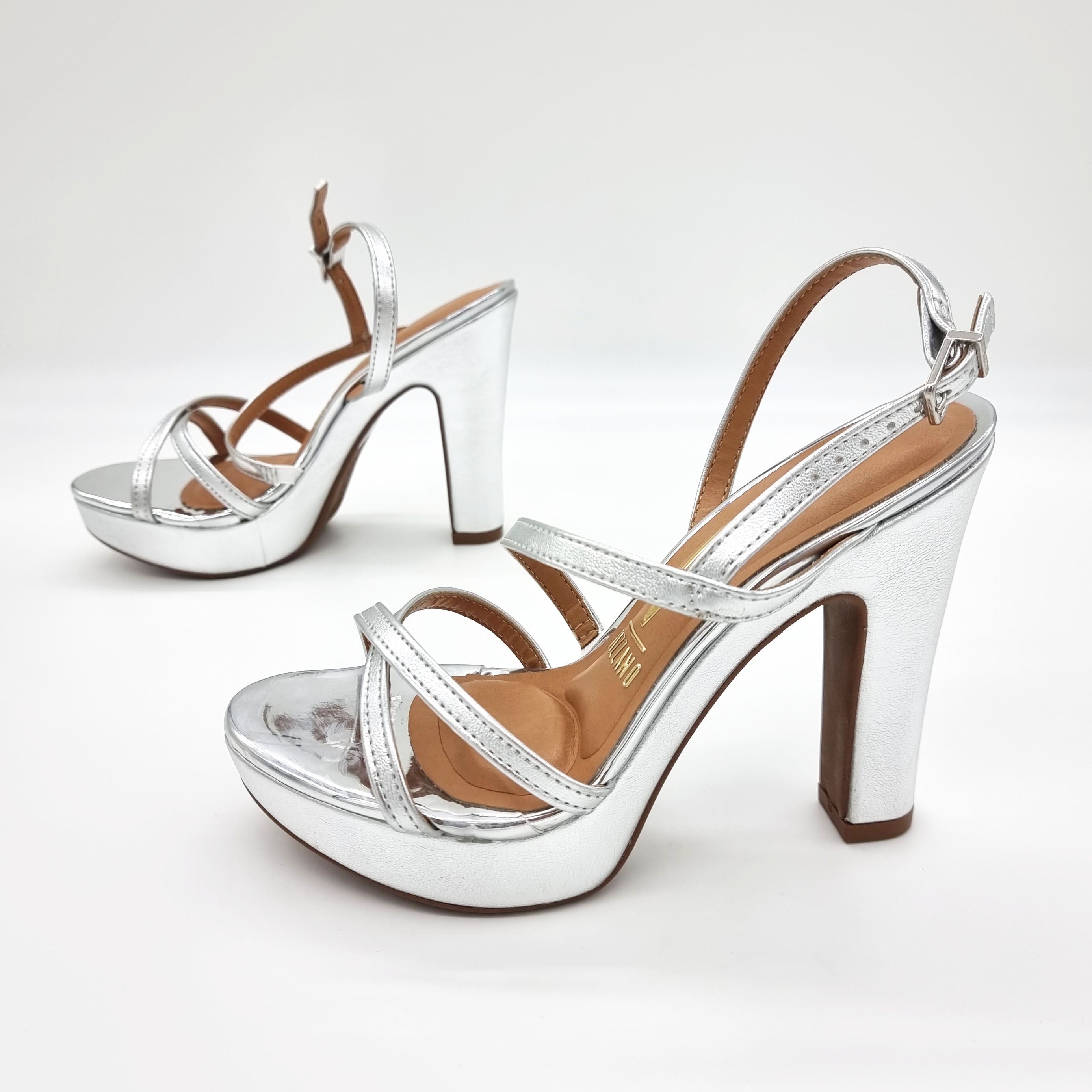 Vizzano 6292-260 High Heel Strappy Platform Sandal in Silver