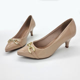 Beira Rio 4076-1302 Pointy Toe Pump in Beige Patent