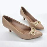 Beira Rio 4076-1302 Pointy Toe Pump in Beige Patent