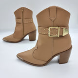 Vizzano 3070-110 Pointy Toe Ankle Boot in Tan Napa