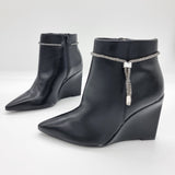 Vizzano 3099-101 Wedge Heel Boot in Black Napa