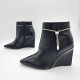 Vizzano 3099-101 Wedge Heel Boot in Black Napa