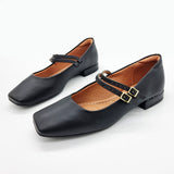 Vizzano 1427-102 Square Toe Mary-Jane Flat in Black Napa