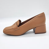 Vizzano 1426-102 Block Heel Round Toe Loafer Pump in Camel Napa