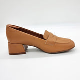 Vizzano 1426-102 Block Heel Round Toe Loafer Pump in Camel Napa