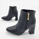 Beira Rio 9086-102 Block Heel Ankle Boot in Black
