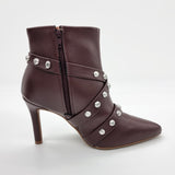 Vizzano 3049-247 Pointy Toe Stiletto Heel Ankle Boot in Burgundy