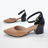 Beira Rio 4182-204 Pointy Toe Ankle Strap Pump in Tan/Black