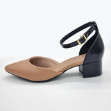 Beira Rio 4182-204 Pointy Toe Ankle Strap Pump in Tan/Black