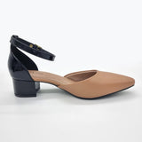 Beira Rio 4182-204 Pointy Toe Ankle Strap Pump in Tan/Black