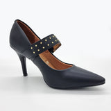Vizzano 1184-1181 Studded Mary-Jane Pointy Toe Pump in Black