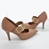 Vizzano 1184-1181 Studded Mary-Jane Pointy Toe Pump in Nude