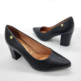 Vizzano 1290-500 Pointy Toe Block Heel Pump in Black Napa