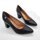 Vizzano 1290-500 Pointy Toe Block Heel Pump in Black Napa