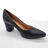 Vizzano 1290-500 Pointy Toe Block Heel Pump in Black Napa
