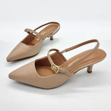 Vizzano 1122-881 Strappy Kitten Heel Pointy Toe Pump in Beige