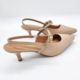 Vizzano 1122-881 Strappy Kitten Heel Pointy Toe Pump in Beige