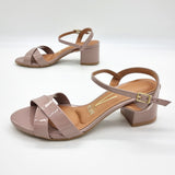 Vizzano 6291-927 Block Heel Sandal in Taupe Patent
