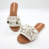 Moleca 5297-446 Ruffled Slip-on Sandal in Off White
