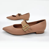 Vizzano 1206-295 Pointy Toe Studded Mary-Jane Flat in Nude