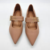 Vizzano 1206-295 Pointy Toe Studded Mary-Jane Flat in Nude