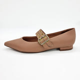 Vizzano 1206-295 Pointy Toe Studded Mary-Jane Flat in Nude