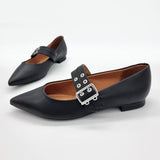 Vizzano 1206-295 Pointy Toe Studded Mary-Jane Flat in Black