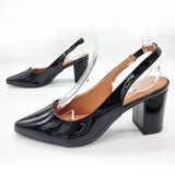 Vizzano 1290-503 Pointy Toe Slingback Pump in Black Patent