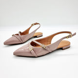 Vizzano 1206-296 Pointy Toe Slingback Flat in Taupe Patent