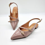 Vizzano 1206-296 Pointy Toe Slingback Flat in Taupe Patent